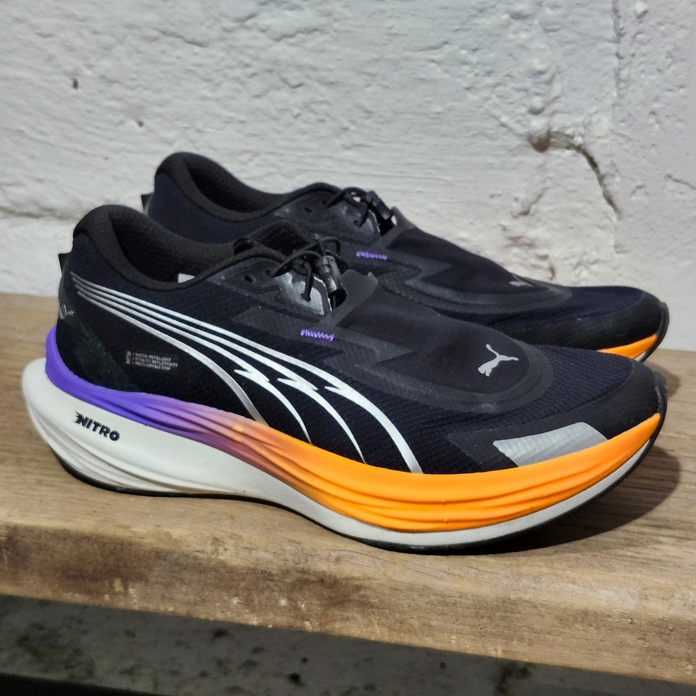 Puma Deviate Nitro 2 WTR Black Purple Orange Running Shoes 310081-02 Womens 11